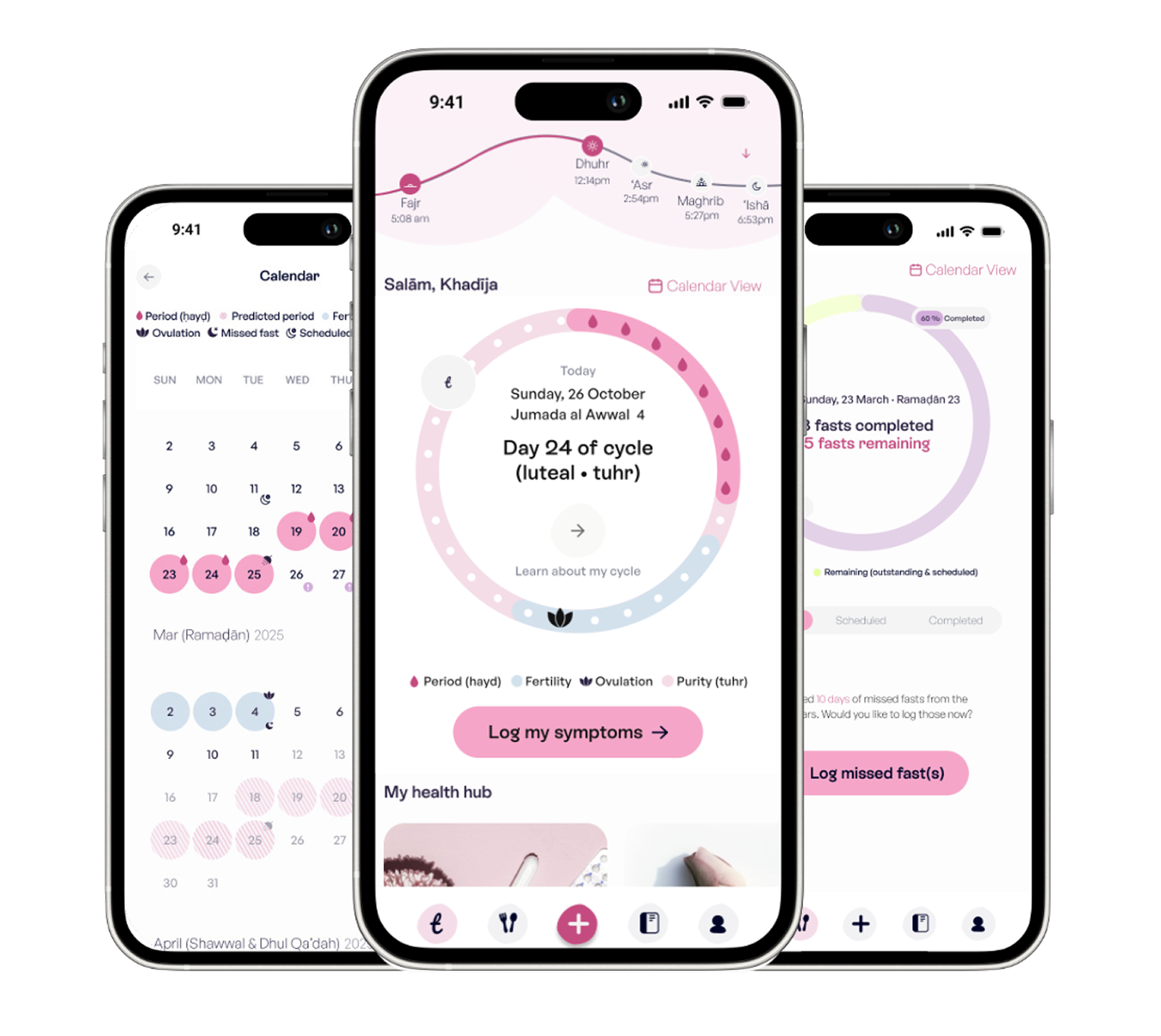 Taahirah cycle tracking screens